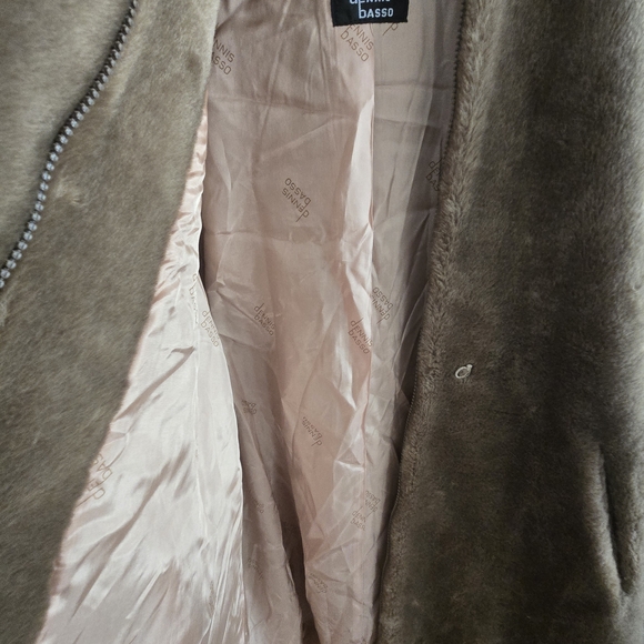 Women's Tan Faux Fur  Dennis Basso Coat Made In Usa - Picture 14 of 16